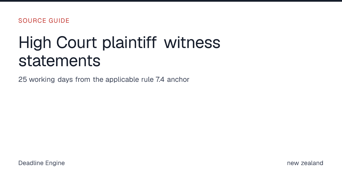 High Court plaintiff witness statements